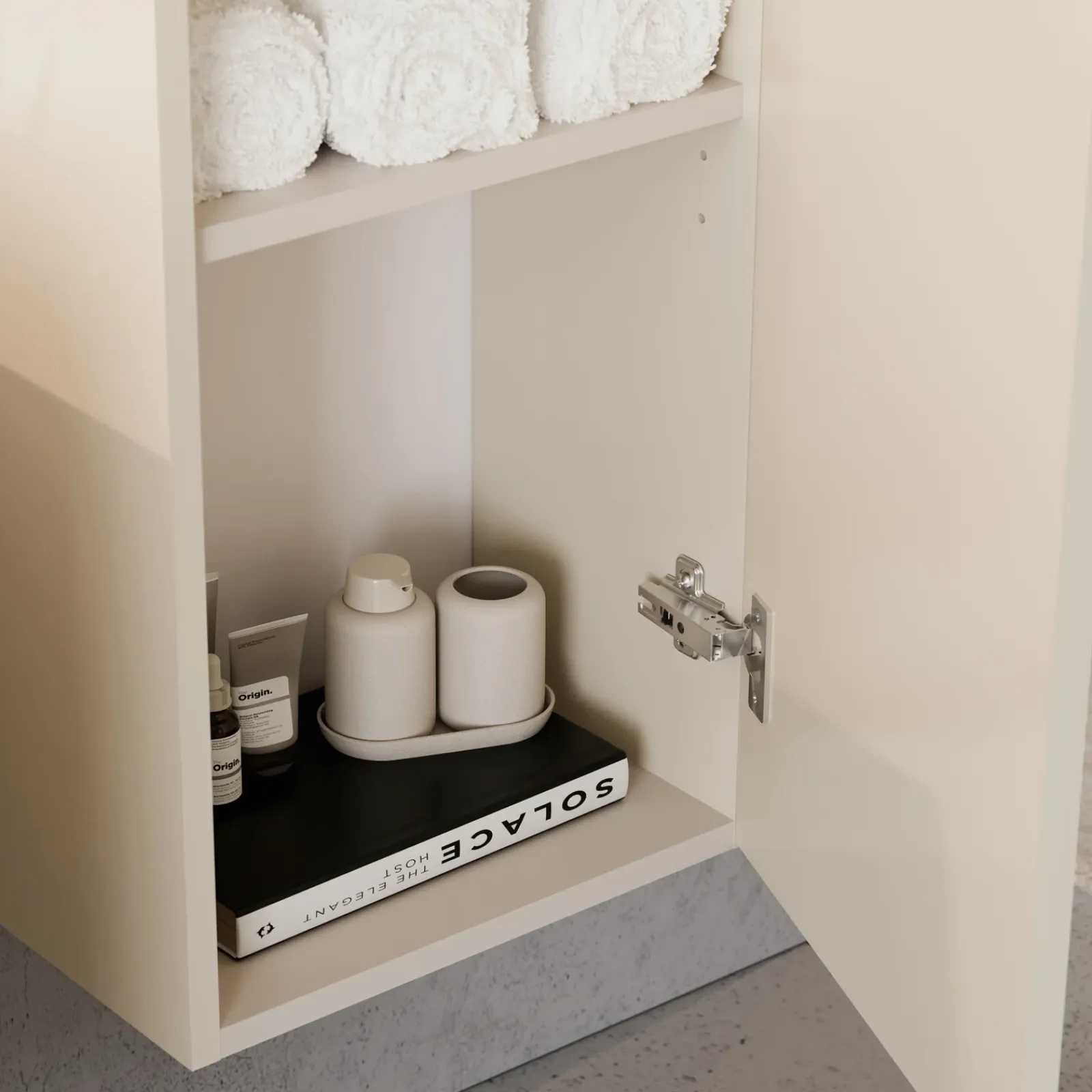 Garnero Arredamenti Mobile Bagno Sospeso-Mobile bagno sospeso fresato 120cm con colonna beige Sand