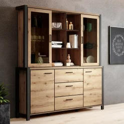 Garnero Arredamenti Credenze Moderne-Mobile credenza alta 180x200h cm quercia nero opaco Neive
