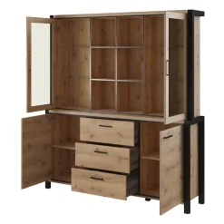 Garnero Arredamenti Credenze Moderne-Mobile credenza alta 180x200h cm quercia nero opaco Neive