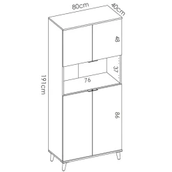Garnero Arredamenti Scaffali E Dispense-Mobile cucina 80x191h cm 4 ante bianco opaco rovere naturale Penny