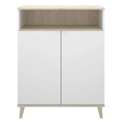 Garnero Arredamenti Scaffali E Dispense-Mobile cucina 80x102h cm 2 ante bianco opaco rovere naturale Penny