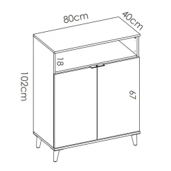 Garnero Arredamenti Scaffali E Dispense-Mobile cucina 80x102h cm 2 ante bianco opaco rovere naturale Penny