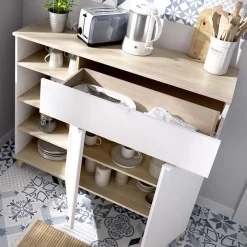 Garnero Arredamenti Scaffali E Dispense-Mobile cucina 120x102h cm bianco opaco rovere da cucina moderno Penny
