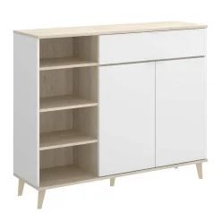 Garnero Arredamenti Scaffali E Dispense-Mobile cucina 120x102h cm bianco opaco rovere da cucina moderno Penny