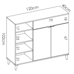 Garnero Arredamenti Scaffali E Dispense-Mobile cucina 120x102h cm bianco opaco rovere da cucina moderno Penny