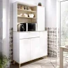 Garnero Arredamenti Scaffali E Dispense-Mobile da cucina 120x191h cm 4 ante 1 cassetto bianco rovere Penny
