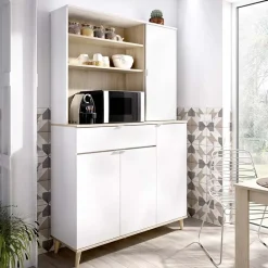 Garnero Arredamenti Scaffali E Dispense-Mobile da cucina 120x191h cm 4 ante 1 cassetto bianco rovere Penny