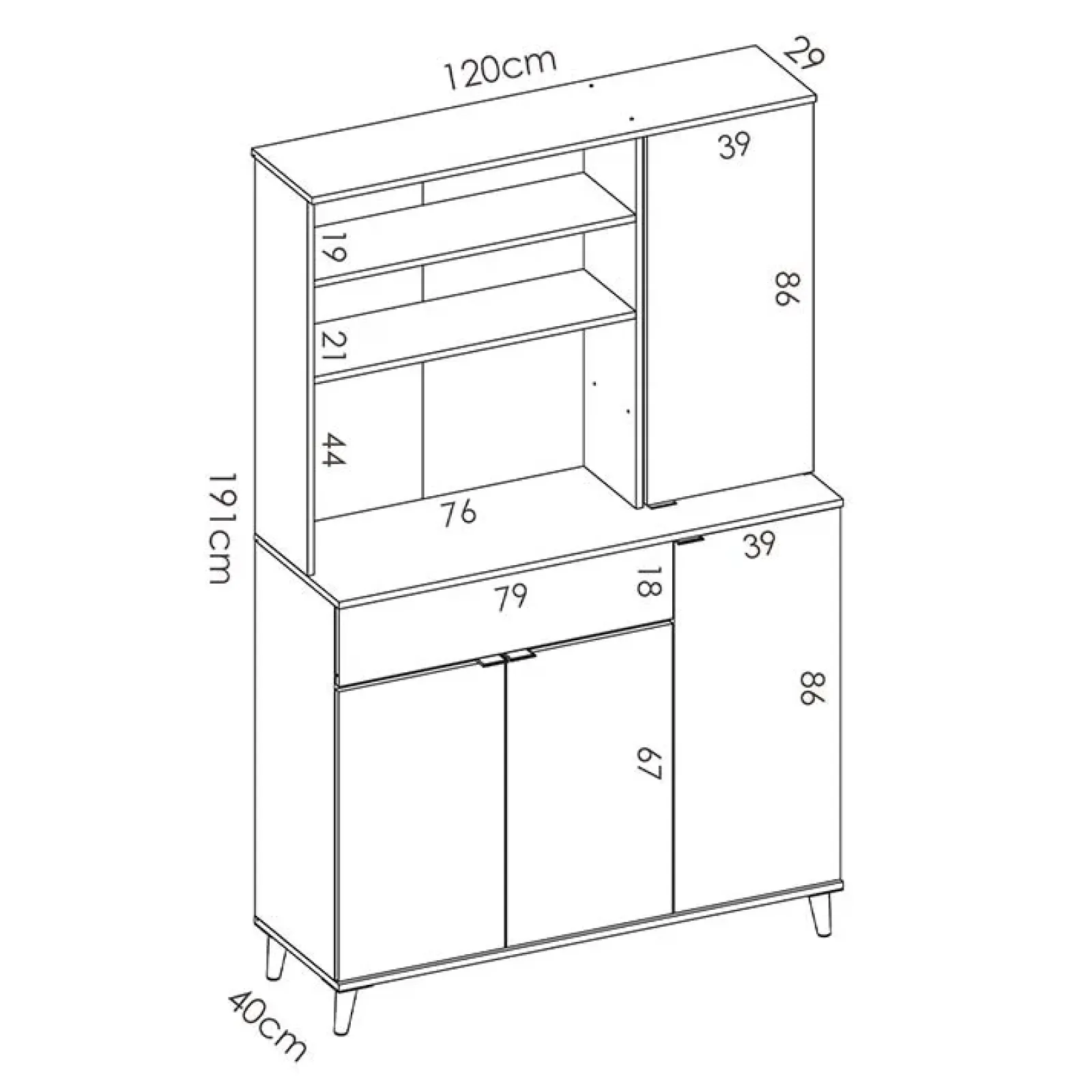 Garnero Arredamenti Scaffali E Dispense-Mobile da cucina 120x191h cm 4 ante 1 cassetto bianco rovere Penny