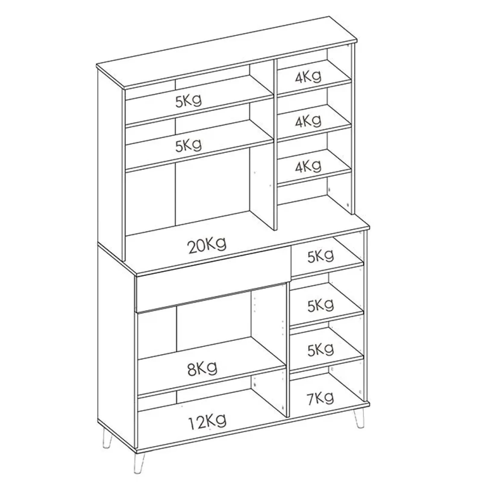 Garnero Arredamenti Scaffali E Dispense-Mobile da cucina 120x191h cm 4 ante 1 cassetto bianco rovere Penny
