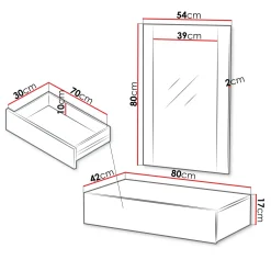 Garnero Arredamenti Mobili Ingresso Sospesi|Mobili Ingresso-Mobile ingresso sospeso 80x97h h cm 1 cassetto con specchio noce cannettato Gabiot