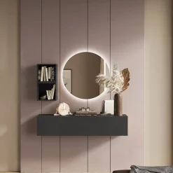 Garnero Arredamenti Mobili Ingresso Sospesi|Mobili Ingresso-Mobile ingresso sospeso 138x140h cm 1 anta 2 cubotti nero Sunset 57 Ossido