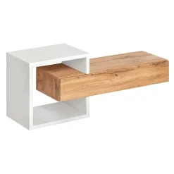 Garnero Arredamenti Mobili Ingresso Sospesi|Mobili Ingresso-Mobile ingresso sospeso 100x160h cm con specchio rovere bianco Dante 2 Gihome®