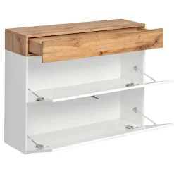 Garnero Arredamenti Mobili Ingresso Sospesi|Mobili Ingresso-Mobile ingresso sospeso 100x180h cm bianco opaco rovere Dante 5 Gihome®