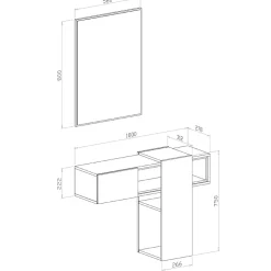 Garnero Arredamenti Mobili Ingresso Sospesi|Mobili Ingresso-Mobile ingresso sospeso 100x185h cm con specchio bianco cemento Rich Gihome® Bianco - Grigio