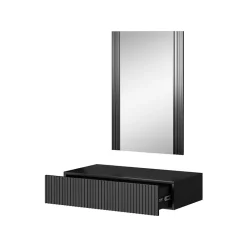 Garnero Arredamenti Mobili Ingresso Sospesi|Mobili Ingresso-Mobile ingresso sospeso 80x97h cm con specchio cannettato Essence Antracite