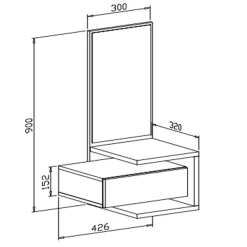 Garnero Arredamenti Mobili Ingresso Sospesi|Mobili Ingresso-Mobile ingresso sospeso 43x90h cm bianco frassinato e cemento Cliff