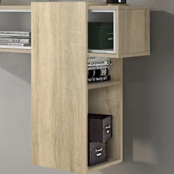 Garnero Arredamenti Mobili Ingresso Sospesi|Mobili Ingresso-Mobile ingresso sospeso 100x185h cm con specchio bianco rovere Rich Gihome® Bianco - Rovere