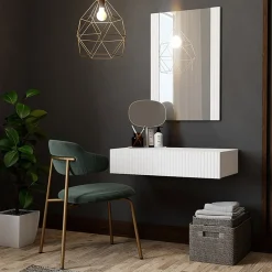 Garnero Arredamenti Mobili Ingresso Sospesi|Mobili Ingresso-Mobile ingresso sospeso 80x97 h cm con specchio cannettato bianco Essence Bianco Opaco