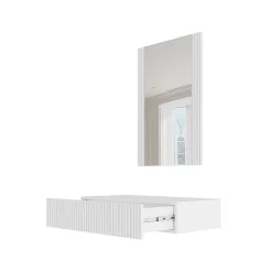 Garnero Arredamenti Mobili Ingresso Sospesi|Mobili Ingresso-Mobile ingresso sospeso 80x97 h cm con specchio cannettato bianco Essence Bianco Opaco
