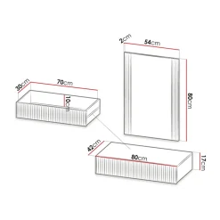 Garnero Arredamenti Mobili Ingresso Sospesi|Mobili Ingresso-Mobile ingresso sospeso 80x97 h cm con specchio cannettato bianco Essence Bianco Opaco