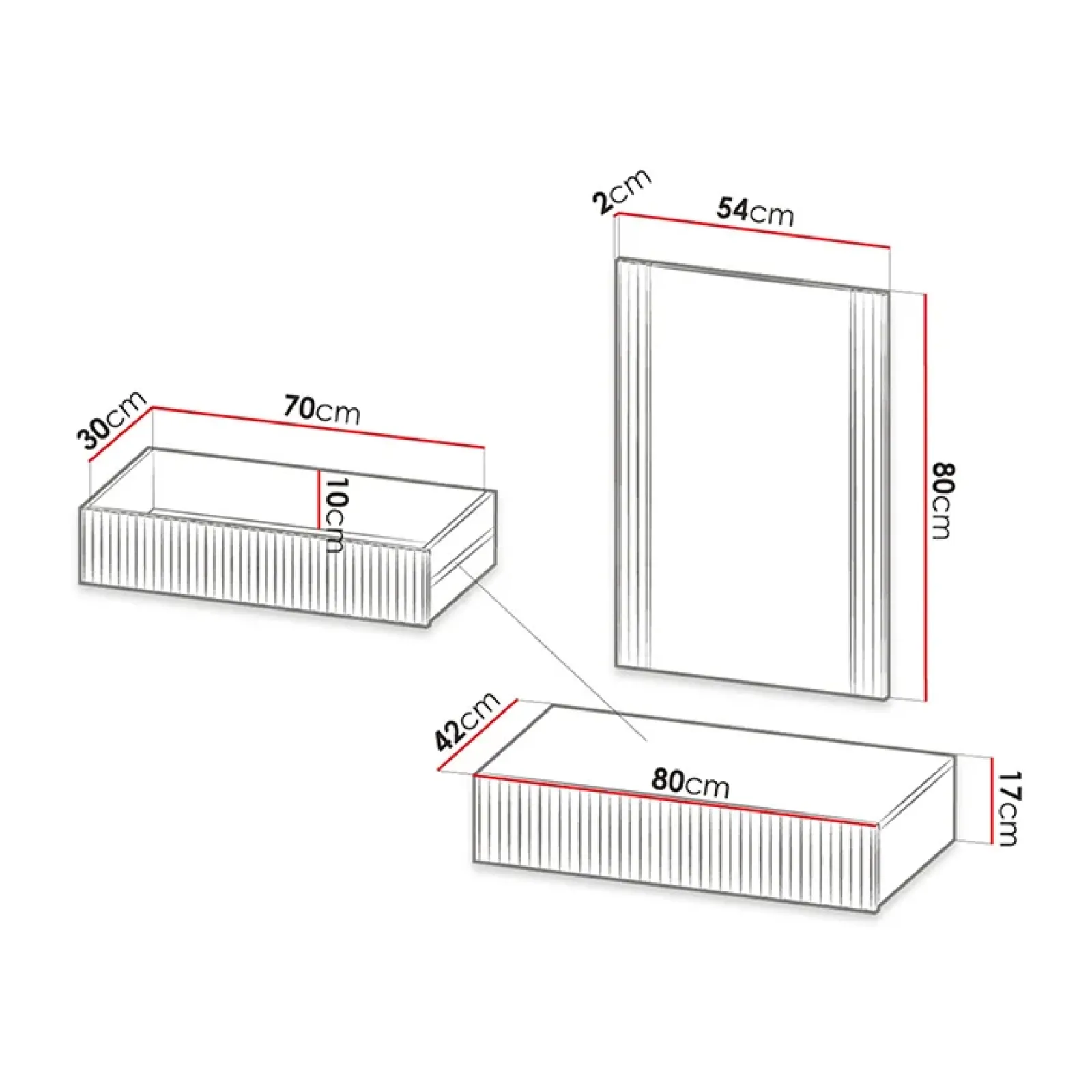 Garnero Arredamenti Mobili Ingresso Sospesi|Mobili Ingresso-Mobile ingresso sospeso 80x97 h cm con specchio cannettato bianco Essence Bianco Opaco