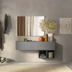 Garnero Arredamenti Mobili Ingresso Sospesi|Mobili Ingresso-Mobile ingresso 138x88h cm 1 anta 2 cubi grigio scuro Sunset 55 Antracite