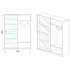 Garnero Arredamenti Mobili Ingresso Appendiabiti|Mobili Ingresso-Mobile ingresso 150x200h cm anta scorrevole e specchio rovere naturale Sajama