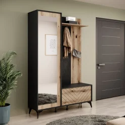 Garnero Arredamenti Mobili Ingresso Appendiabiti|Mobili Ingresso-Mobile ingresso 135x197h cm appendiabiti quercia nero Becca