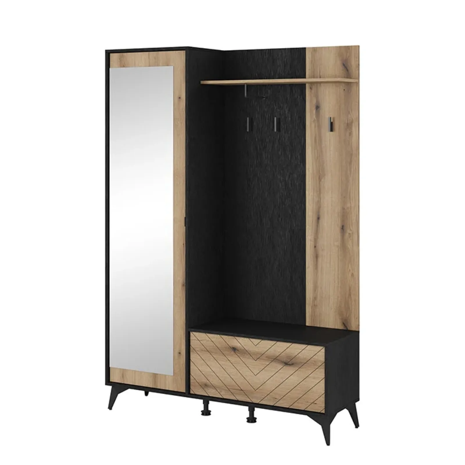 Garnero Arredamenti Mobili Ingresso Appendiabiti|Mobili Ingresso-Mobile ingresso 135x197h cm appendiabiti quercia nero Becca