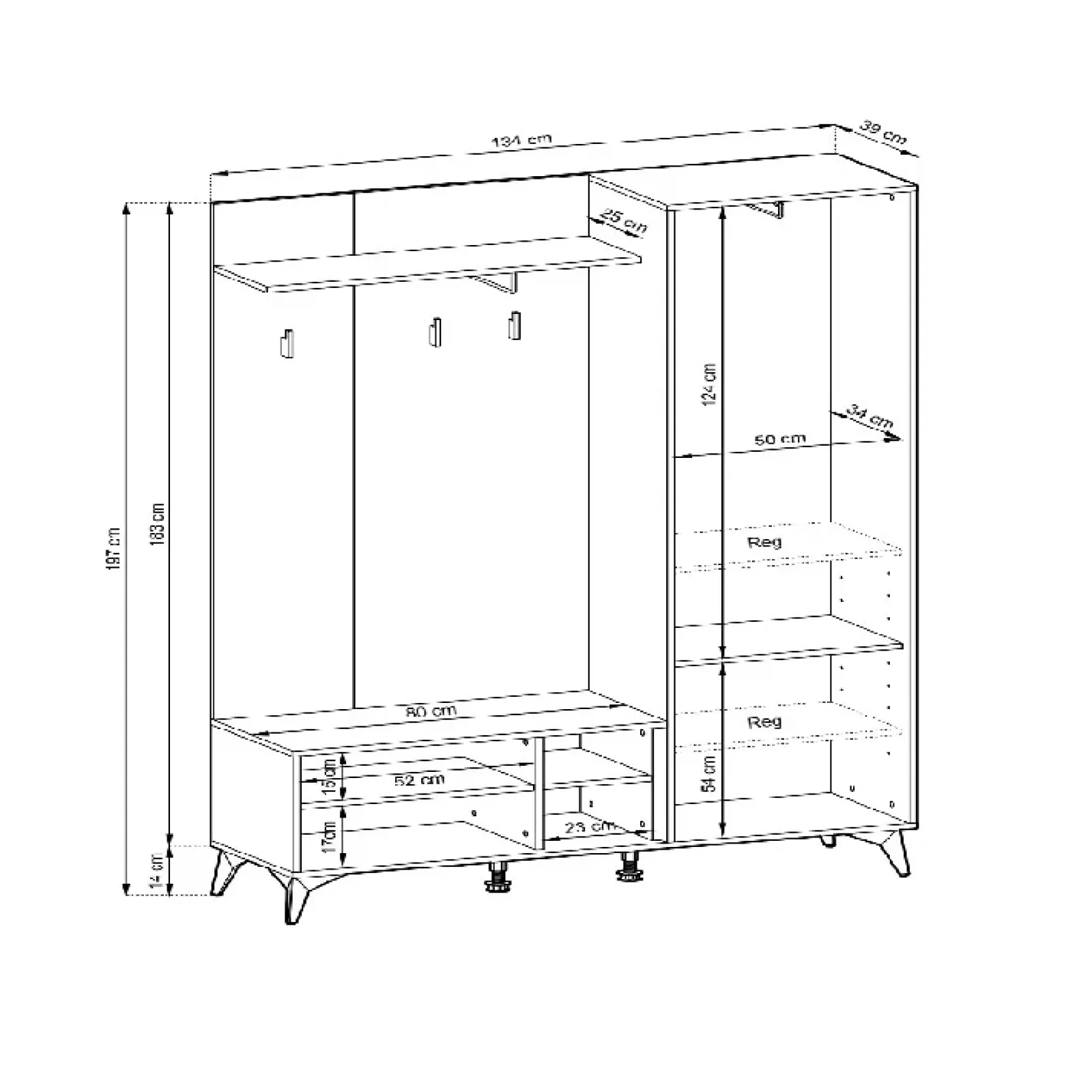 Garnero Arredamenti Mobili Ingresso Appendiabiti|Mobili Ingresso-Mobile ingresso 135x197h cm appendiabiti quercia nero Becca