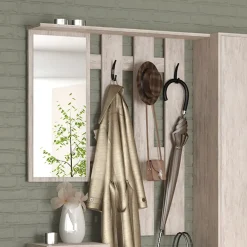 Garnero Arredamenti Mobili Ingresso Appendiabiti|Mobili Ingresso-Mobile ingresso 155x190h cm appendiabiti scarpiera con specchio Atlanta Bianco Frassinato