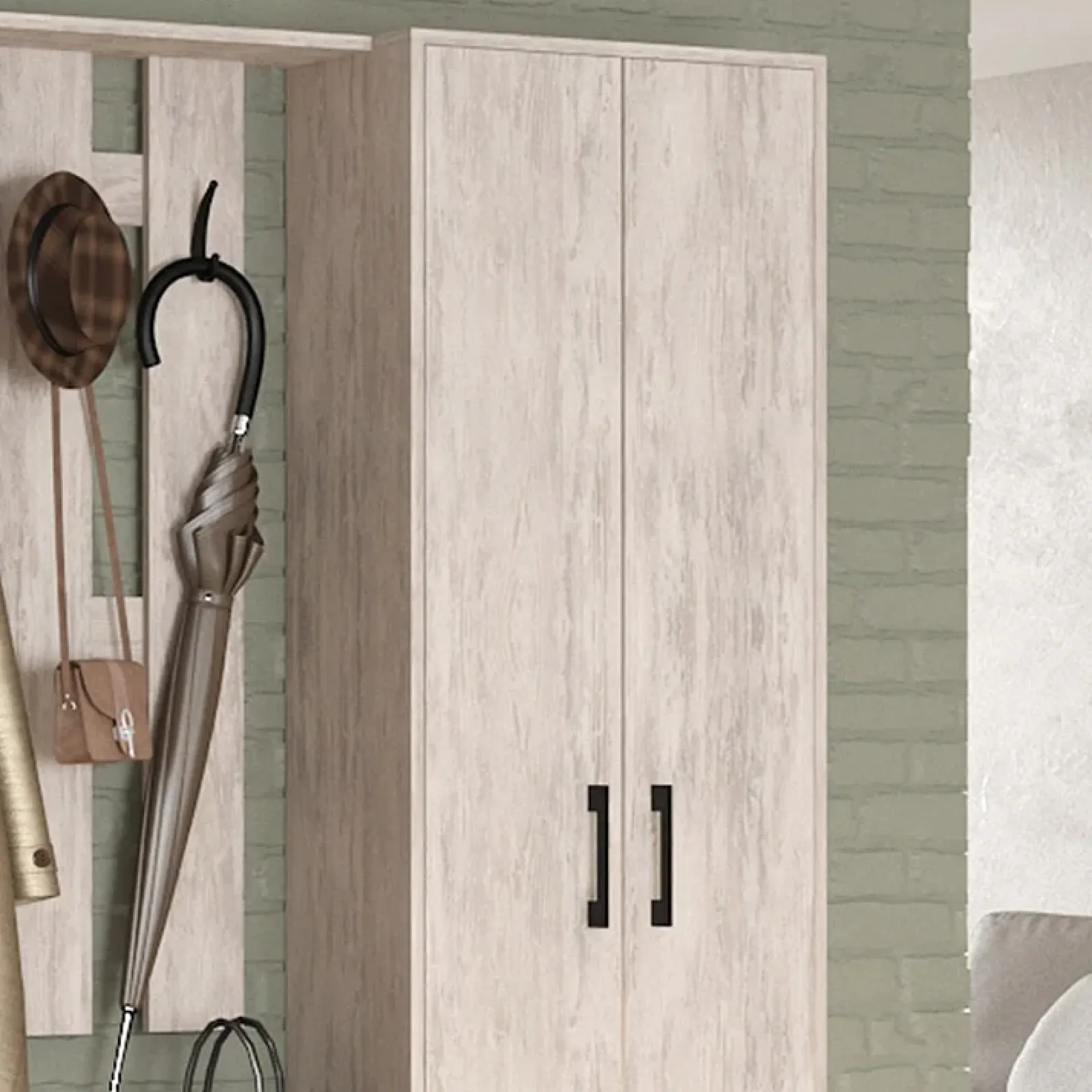 Garnero Arredamenti Mobili Ingresso Appendiabiti|Mobili Ingresso-Mobile ingresso 155x190h cm appendiabiti scarpiera con specchio Atlanta Bianco Frassinato