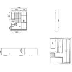 Garnero Arredamenti Mobili Ingresso Appendiabiti|Mobili Ingresso-Mobile ingresso 155x190h cm appendiabiti scarpiera con specchio Atlanta Bianco Frassinato