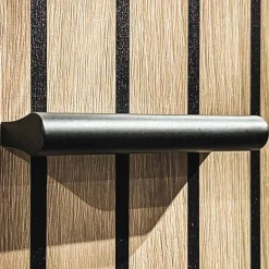 Garnero Arredamenti Mobili Ingresso Appendiabiti|Mobili Ingresso-Mobile ingresso 210x203h cm con specchio rovere antracite stampa a righe California Gihome® Antracite - Rovere