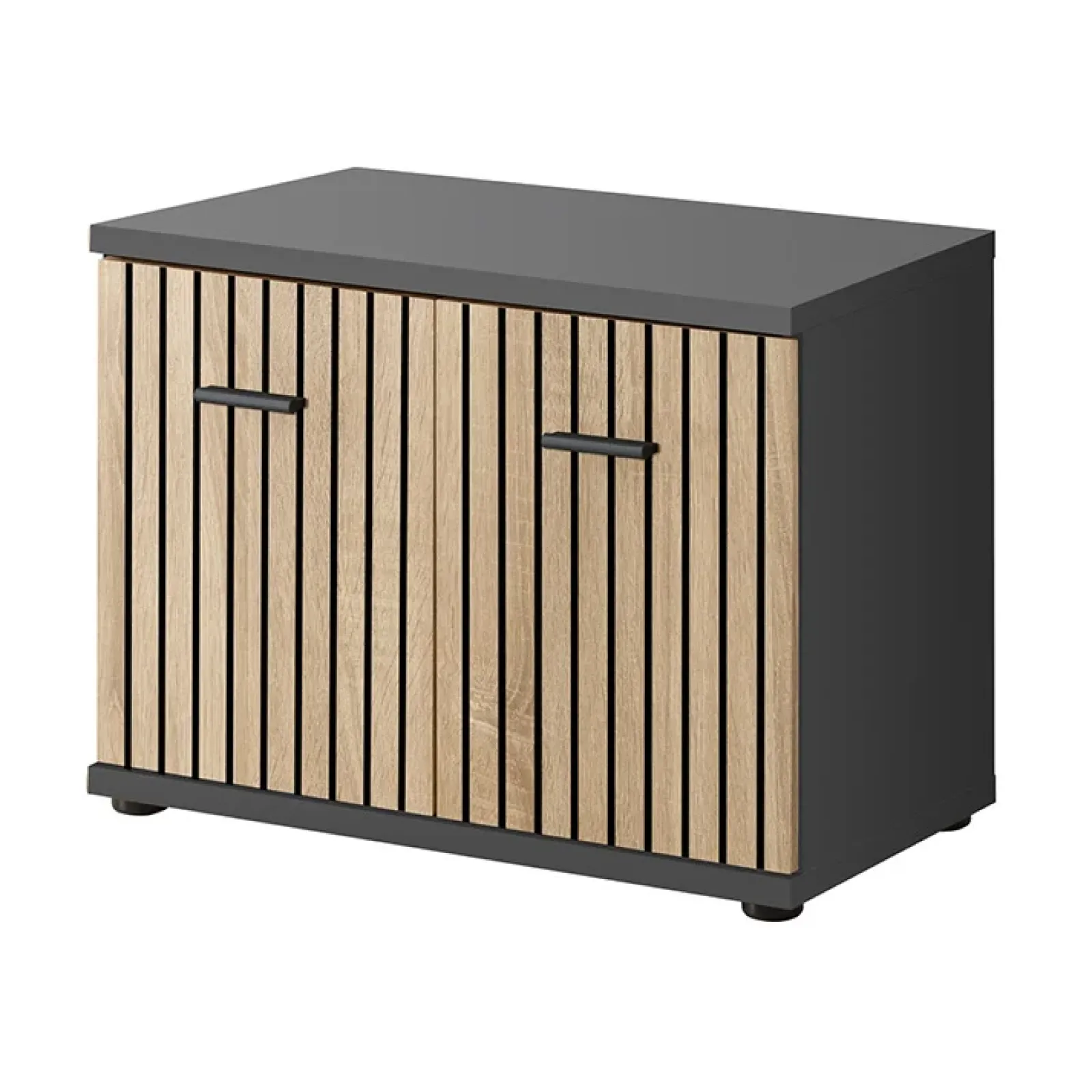 Garnero Arredamenti Mobili Ingresso Appendiabiti|Mobili Ingresso-Mobile ingresso 210x203h cm con specchio rovere antracite stampa a righe California Gihome® Antracite - Rovere