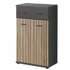 Garnero Arredamenti Mobili Ingresso Appendiabiti|Mobili Ingresso-Mobile ingresso 210x203h cm con specchio rovere antracite stampa a righe California Gihome® Antracite - Rovere