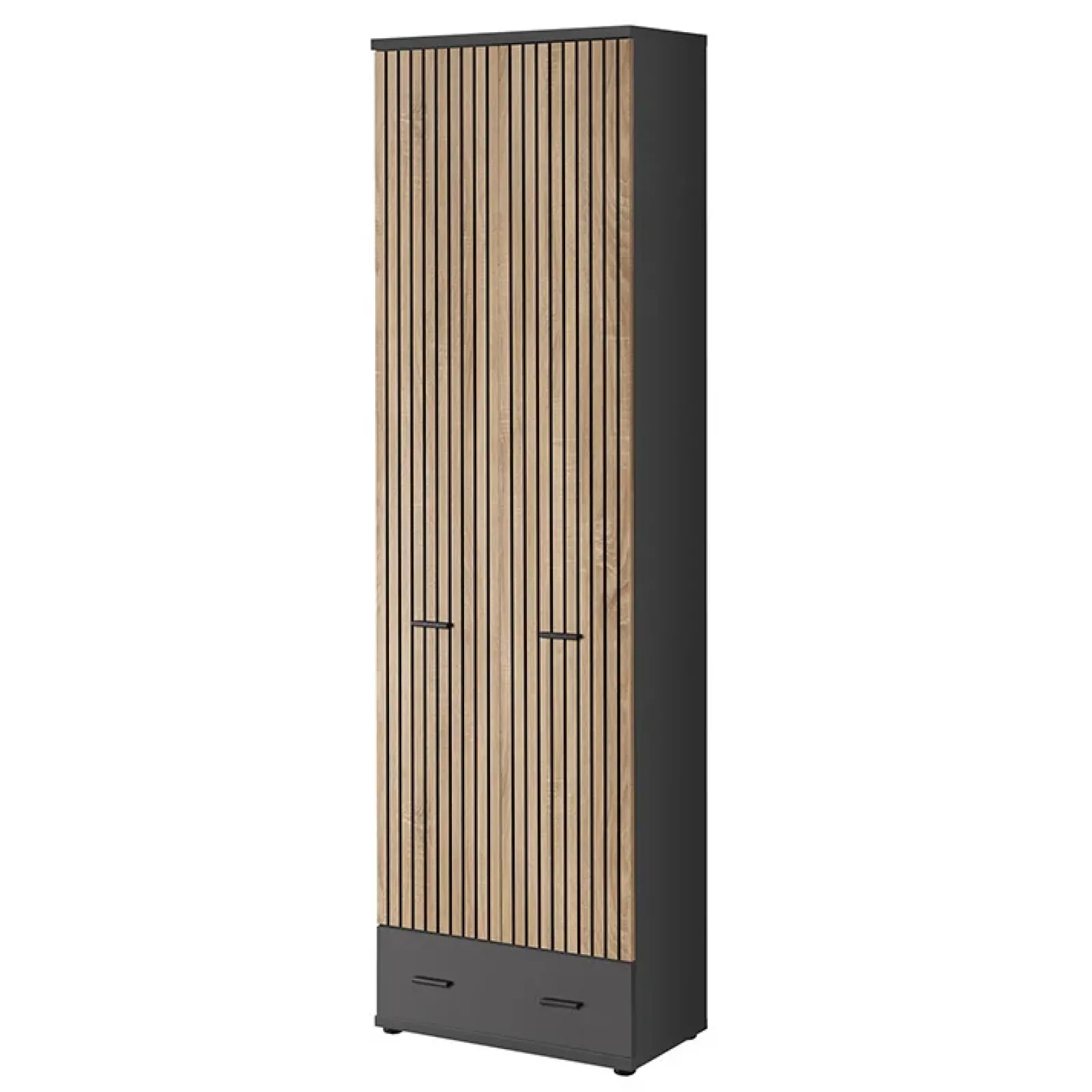 Garnero Arredamenti Mobili Ingresso Appendiabiti|Mobili Ingresso-Mobile ingresso 210x203h cm con specchio rovere antracite stampa a righe California Gihome® Antracite - Rovere