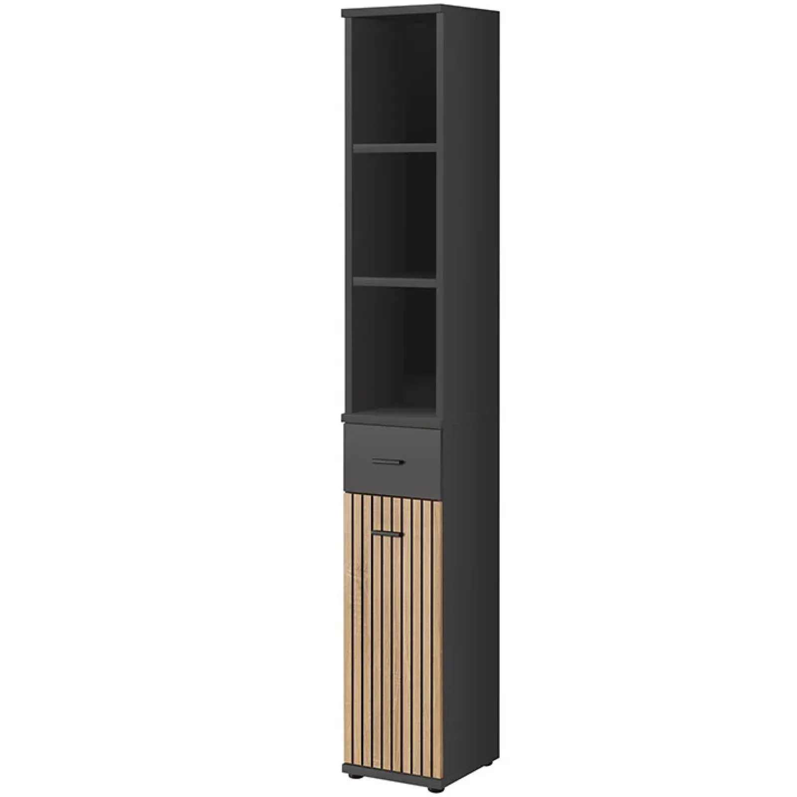 Garnero Arredamenti Mobili Ingresso Appendiabiti|Mobili Ingresso-Mobile ingresso 210x203h cm con specchio rovere antracite stampa a righe California Gihome® Antracite - Rovere