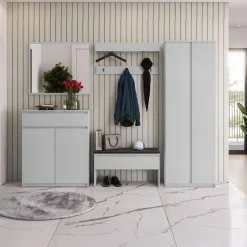 Garnero Arredamenti Mobili Ingresso Appendiabiti|Mobili Ingresso-Mobile ingresso 300x200h cm con specchio appendiabiti armadio Accent Grigio