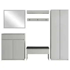Garnero Arredamenti Mobili Ingresso Appendiabiti|Mobili Ingresso-Mobile ingresso 300x200h cm con specchio appendiabiti armadio Accent Grigio