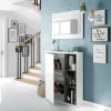 Garnero Arredamenti Mobili Ingresso-Mobile ingresso 79x108h cm con specchio bianco lucido grigio Alf