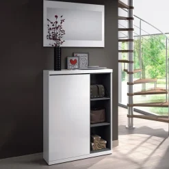 Garnero Arredamenti Mobili Ingresso-Mobile ingresso 79x108h cm con specchio bianco lucido grigio Alf