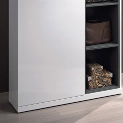 Garnero Arredamenti Mobili Ingresso-Mobile ingresso 79x108h cm con specchio bianco lucido grigio Alf