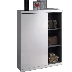 Garnero Arredamenti Mobili Ingresso-Mobile ingresso 79x108h cm con specchio bianco lucido grigio Alf