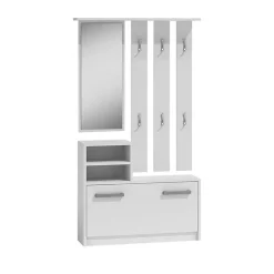 Garnero Arredamenti Mobili Ingresso Appendiabiti|Mobili Ingresso-Mobile ingresso 85x180h cm con specchio scarpiera bianco Bergen Bianco Opaco