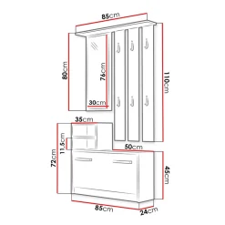 Garnero Arredamenti Mobili Ingresso Appendiabiti|Mobili Ingresso-Mobile ingresso 85x180h cm con specchio scarpiera Bergen Rovere