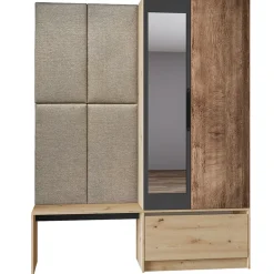 Garnero Arredamenti Mobili Ingresso Appendiabiti|Mobili Ingresso-Mobile ingresso 160x202h cm con specchio rovere chiaro Canada
