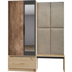 Garnero Arredamenti Mobili Ingresso Appendiabiti|Mobili Ingresso-Mobile ingresso 160x202h cm con specchio rovere chiaro Canada