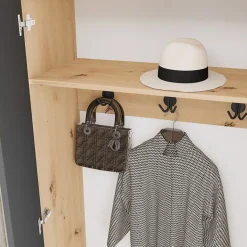 Garnero Arredamenti Mobili Ingresso Appendiabiti|Mobili Ingresso-Mobile ingresso 160x202h cm con specchio rovere chiaro Canada