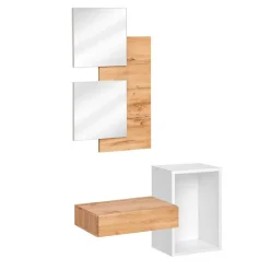 Garnero Arredamenti Mobili Ingresso Sospesi|Mobili Ingresso-Mobile ingresso 100x170h cm con specchio rovere bianco Dante 1 Gihome®